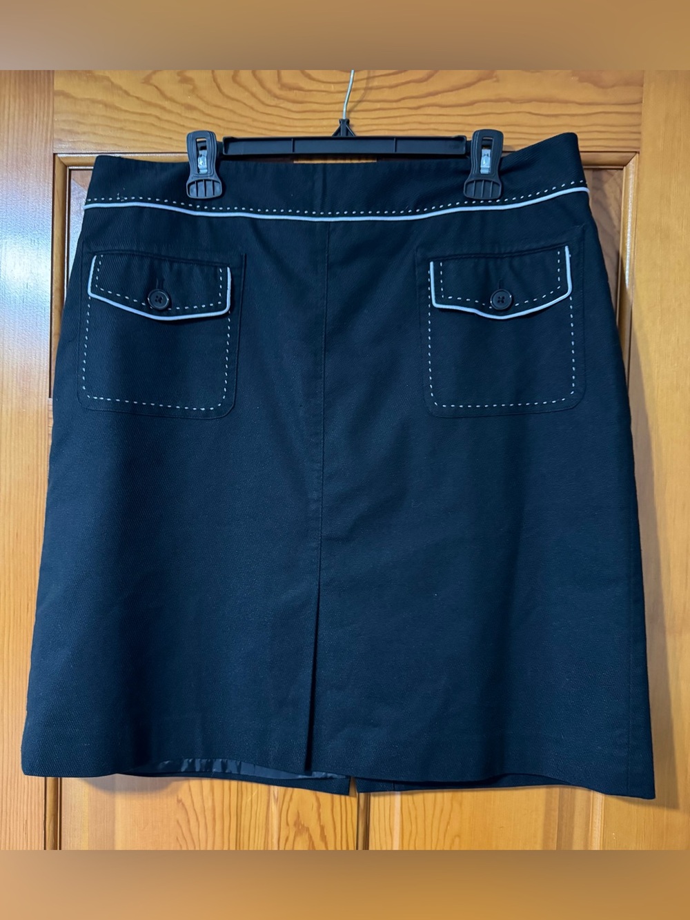 Ann Taylor Black Mini Skirt with White Stitch Detail